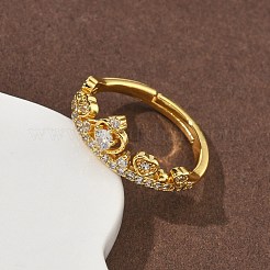 Brass Micro Pave Cubic Zirconia Finger Rings&nbsp;RJEW-H258-03G