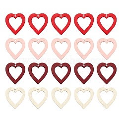 80Pcs 4 Colors Painted Poplar Wood Pendants&nbsp;WOOD-LS0001-12