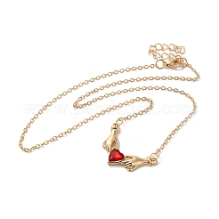 Alloy Rhinestone Hands with Heart Pendant Necklace&nbsp;LS-NJEW-A017-02G