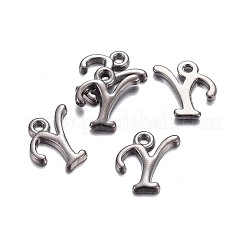 Gunmetal Plated Alloy Letter Pendants&nbsp;PALLOY-P097-03-Y