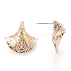 Brass Micro Pave Cubic Zirconia Ear Studs&nbsp;EJEW-P268-04G