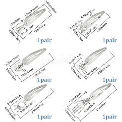 6 Pairs 6 Styles Alloy Snap Hair Clips for Woman Girls&nbsp;OHAR-CP0001-12