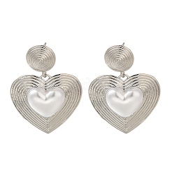 Rack Plating Heart Brass Dangle Stud Earrings&nbsp;EJEW-H143-16P