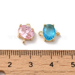 Brass Pave Glass Connector Charms&nbsp;KK-C062-034G