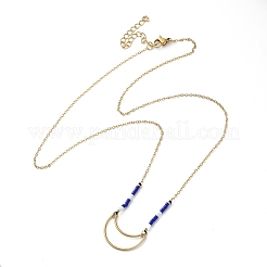304 Stainless Steel & Blue Glass Beads Pendant Necklaces for Women&nbsp;NJEW-A045-26A-G