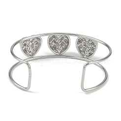 Non-Tarnish 304 Stainless Steel Wide Textured Open Cuff Bangles&nbsp;BJEW-Q348-05P-06