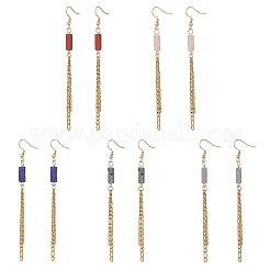 Rectangle Mixed Stone Dangle Earrings&nbsp;EJEW-JE06750