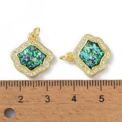 Brass Micro Pave Cubic Zirconia Pendants&nbsp;KK-A197-15G