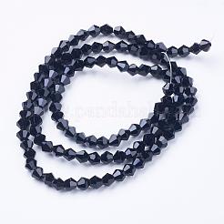 Black Glass Bicone Beads Strands&nbsp;X-GLAA-S026-10