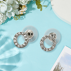 8 Pairs 2 Colors Zinc Alloy Flat Round Stud Earrings&nbsp;EJEW-GO0003-02