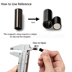 Barrel 304 Stainless Steel Magnetic Clasps with Glue-in Ends&nbsp;STAS-I045-14