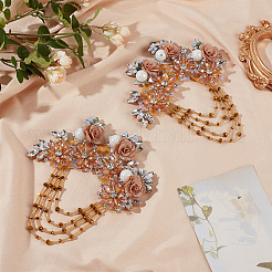 2Pcs Handicraft Flower Beading Cloth Patches&nbsp;PATC-FG0003-09