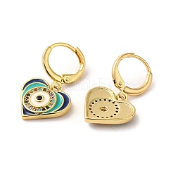 Evil Eye Golden Brass Dangle Leverback Earrings&nbsp;EJEW-Q797-01F-G
