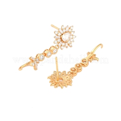 925 Sterling Silver Micro Pave Clear Cubic Zirconia Stud Earring Findings&nbsp;STER-U004-09G