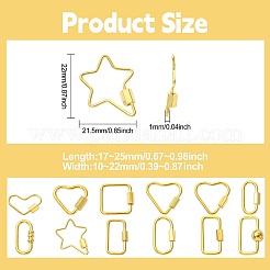12Pcs 12 Styles 304 Stainless Steel Keychain Clasps Ion Plating(IP)&nbsp;STAS-CJ0003-29