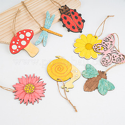 100 Sets 10 Style Unfinished Wood Pendant Decorations&nbsp;AJEW-AR0001-70