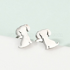 Tarnish Resistant 304 Stainless Steel Puppy Stud Earrings&nbsp;EJEW-F227-05P