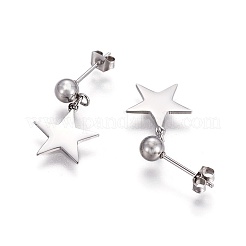 Tarnish Resistant 304 Stainless Steel Dangle Stud Earrings&nbsp;EJEW-F234-17P