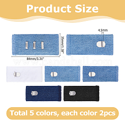 10Pcs 5 Colors Cotton Adjustable Jean Waist Extender&nbsp;FIND-HS0002-52