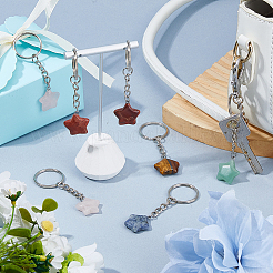 10Pcs 5 Colors Natural Gmestone Keychains&nbsp;KEYC-FH00086