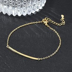 Brass Micro Pave Clear Cubic Zirconia Link Bracelets&nbsp;BJEW-E114-01B-G