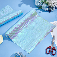 Fish-scale Pattern Laser PU Imitation Leather Fabric&nbsp;FIND-WH0110-262A