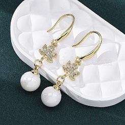 Brass Micro Pave Clear Cubic Zirconia Dangle Earrings&nbsp;EJEW-F362-09G