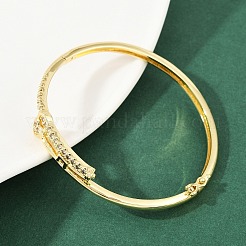 Brass Micro Pave Clear Cubic Zirconia Bangles&nbsp;BJEW-F504-02G