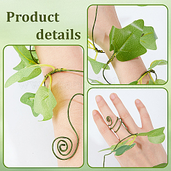 1Pair Leaf Pvc with Iron wire Upper Arm Cuff Bangles for Women&nbsp;AJEW-GF0014-18B