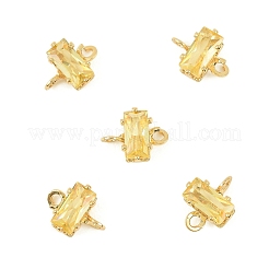 Brass Pave Cubic Zirconia Rectangle Connector Charms&nbsp;KK-P347-06G