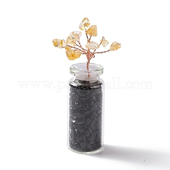 Chip Natural Black Obsidian & Citrine Display Decorations&nbsp;DJEW-D005-01R-06