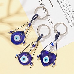 Handmade Lampwork Turkish Blue Evil Eye Pendant Keychain&nbsp;KEYC-JKC00497