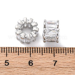 Brass Micro Pave Cubic Zirconia European Beads&nbsp;KK-F894-11P
