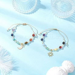 2Pcs Chakra 304 Stainless Steel Charm Bracelets&nbsp;BJEW-JB12564-03