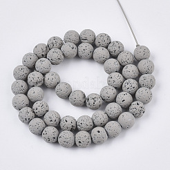 Spray Painted Natural Lava Rock Beads Strands&nbsp;G-N0324-B-02