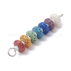 Chakra Natural Lava Rock Dyed Beaded Connector Charms&nbsp;PALLOY-JF02546-03