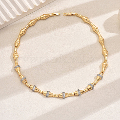 Brass Clear Cubic Zirconia Short Link Chain Women's Necklaces for Parties and Daily Wear&nbsp;OS4291-2