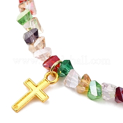 3Pcs 3 Colors Alloy Cross Charm Bracelets&nbsp;BJEW-JB12323