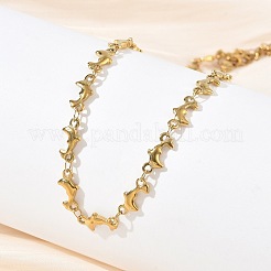 304 Stainless Steel Dolphin Link Chain Necklaces for Women&nbsp;NJEW-G201-02G