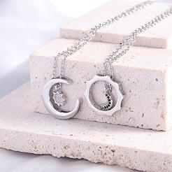 Sun Moon Star Friendship Couple Necklace for 2 Best Friend Necklace for 2 Sun and Moon Matching Couple Necklace Jewelry Gifts for Women Men&nbsp;JN1113A
