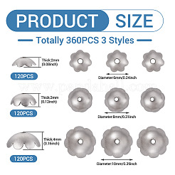 360Pcs 3 Styles 316 Stainless Steel Spacer Beads&nbsp;STAS-TA0005-35