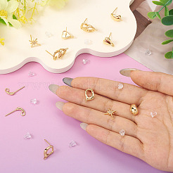 12Pcs 6 Styles Brass Stud Earring Findings&nbsp;KK-TA0003-20