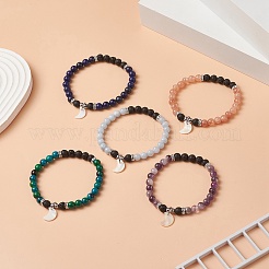 Natural & Synthetic Mixed Gemstone Beaded Stretch Bracelet&nbsp;BJEW-JB09260