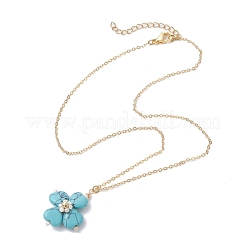 Natural & Synthetic Mixed Gemstone Clover Shamrock Pendant Necklaces&nbsp;NJEW-JN05170
