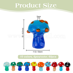 60Pcs 10 Colors Handmade Lampwork Beads&nbsp;LAMP-DR0001-10