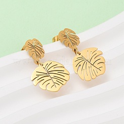 304 Stainless Steel Dangle Leaf Stud Earrings&nbsp;EJEW-F393-05G