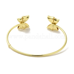 Rack Plating Brass Bowknot Open Cuff Bangles&nbsp;BJEW-P323-02G