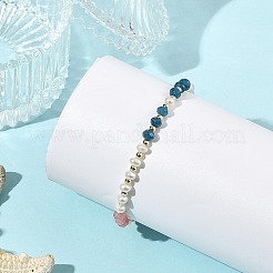 Dyed Natural Malaysia Jade Faceted Rondelle & Natural Freshwater Pearl Beaded Bracelets&nbsp;BJEW-JB14267