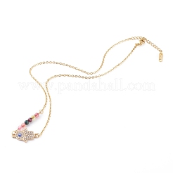 Alloy Rhinestone Hamsa Hand Pendant Necklaces&nbsp;NJEW-JN03406