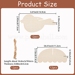 24Pcs 2 Styles Bird Unfinished Blank Wooden Pendants Set for Painting Arts&nbsp;WOOD-SP0001-66